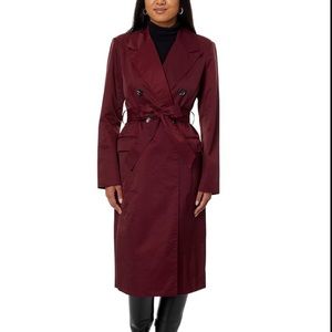 Avec Les Filles Burgundy Belted Trench Coat NWT